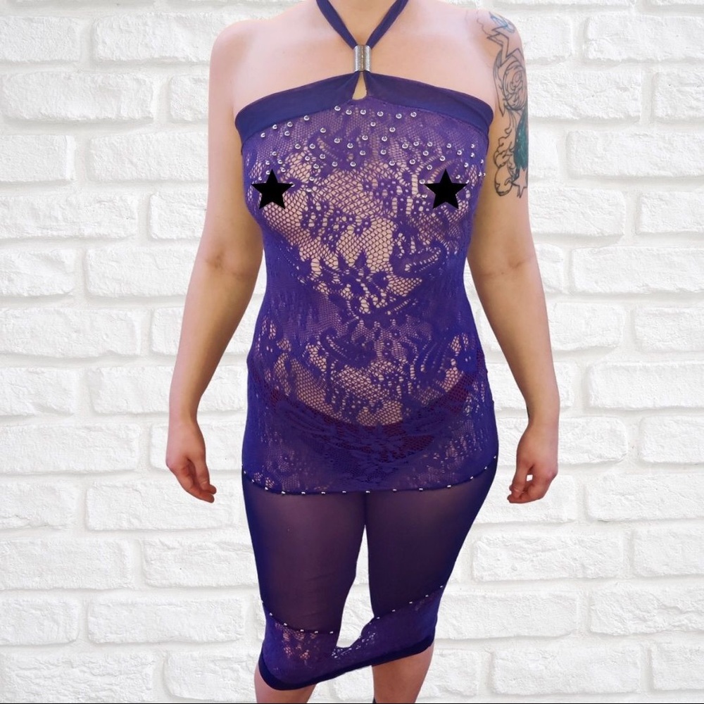Beautiful Purple See-through Pencil Dress